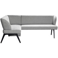 ECKBANK 150/212 cm Webstoff Hellgrau Buche vollmassiv   - Hellgrau/Schwarz, MODERN, Holz/Textil (150/212cm)