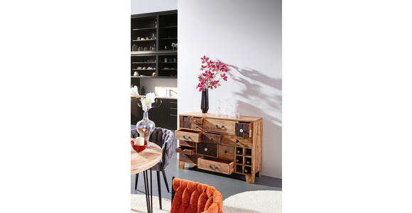 SIDEBOARD in 114/80/39 cm - Dunkelbraun/Messingfarben, Design, Holz/Metall (114/80/39cm) - Landscape