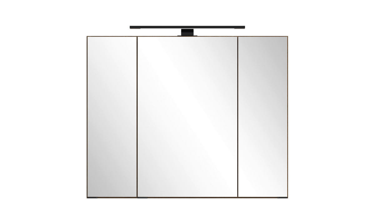 BADEZIMMER 3-teilig  in 80 cm  - Dunkelbraun/Schwarz, Natur, Glas/Holzwerkstoff (80cm) - Held
