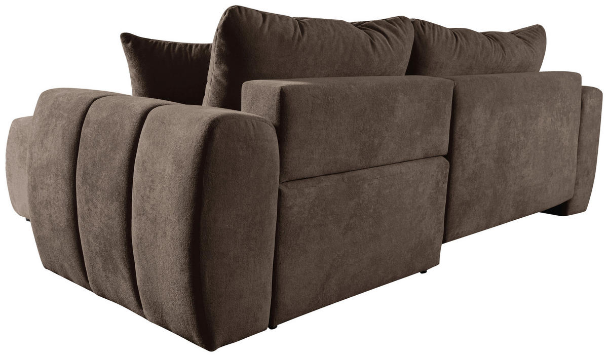 ECKSOFA FERANO Braun Velours  - Schwarz/Braun, Design, Kunststoff/Textil (253/172cm) - Livetastic