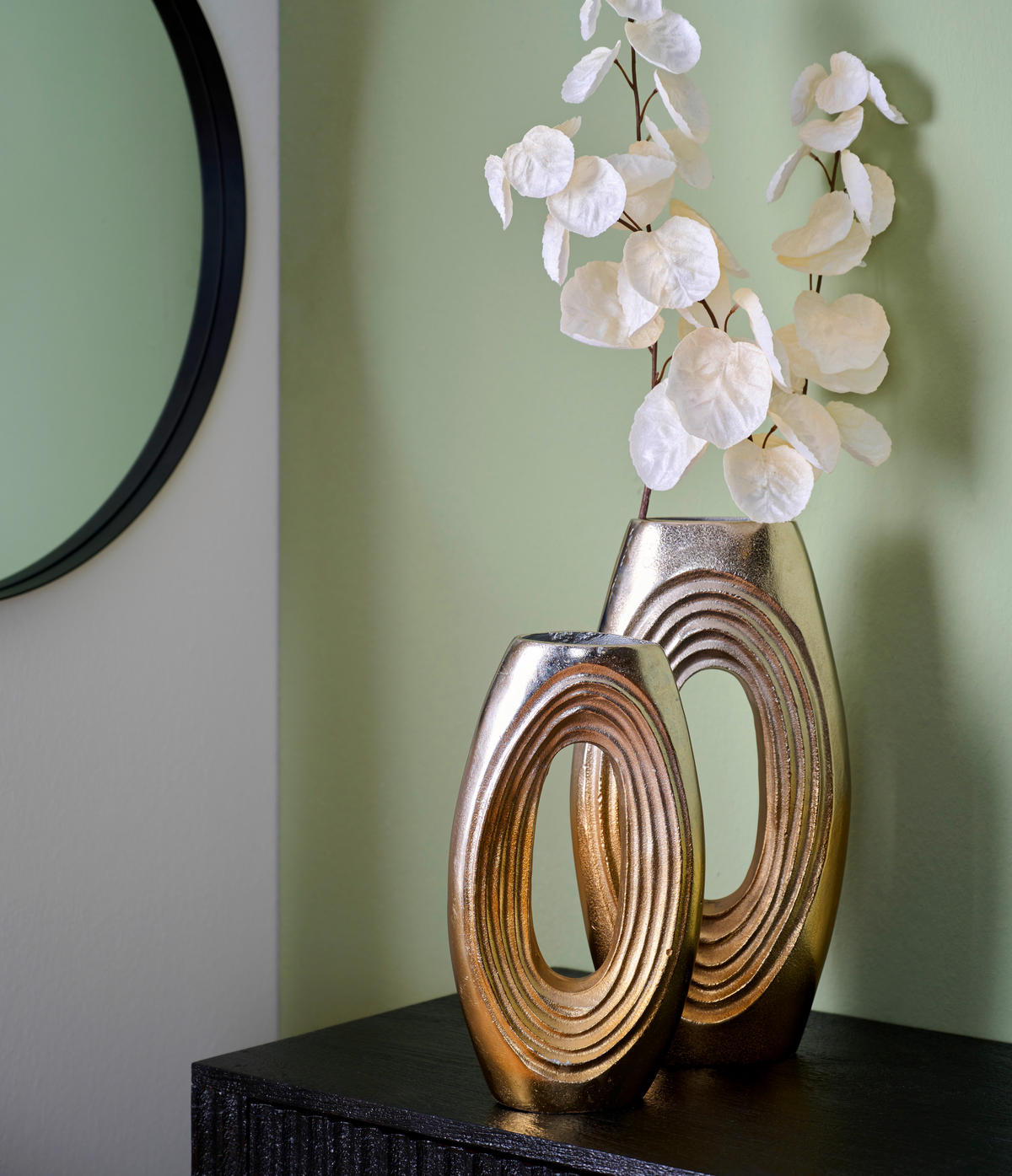 VÁZA, kov, 38 cm - zlatá/niklová, Design, kov (21/38/8,5cm) - Ambia Home