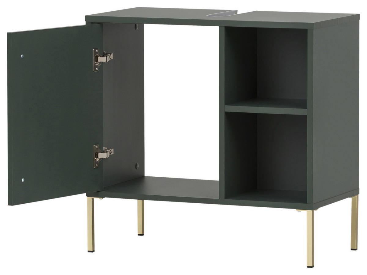 WASCHBECKENUNTERSCHRANK 65,3/63,3/33,1 cm  - Waldgrün/Goldfarben, MODERN, Holzwerkstoff/Metall (65,3/63,3/33,1cm) - Stylife