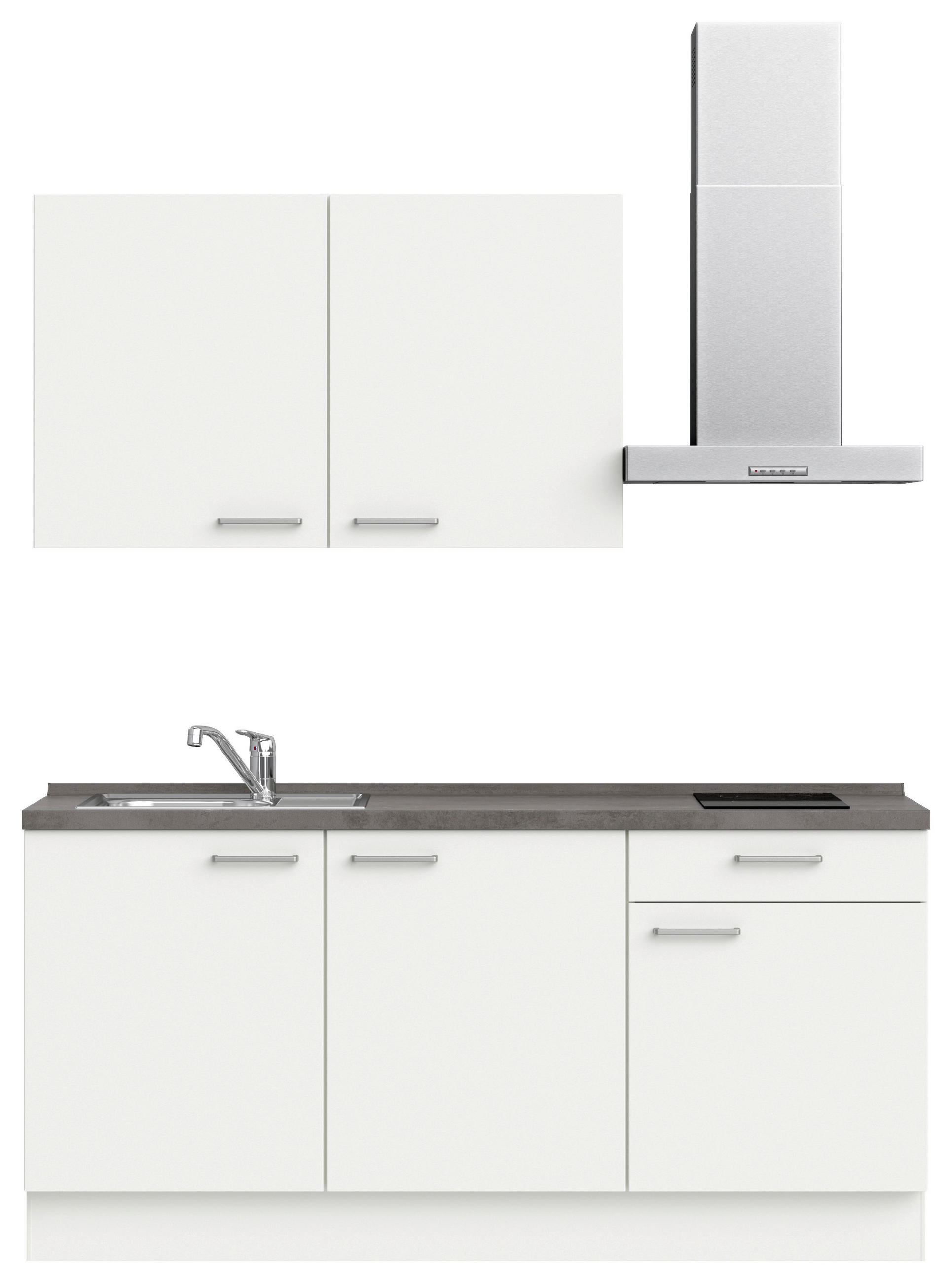 KÜCHENBLOCK 180 cm   in Weiß, Schieferfarben  - Schieferfarben/Edelstahlfarben, MODERN, Holzwerkstoff/Metall (180cm) - Nobilia