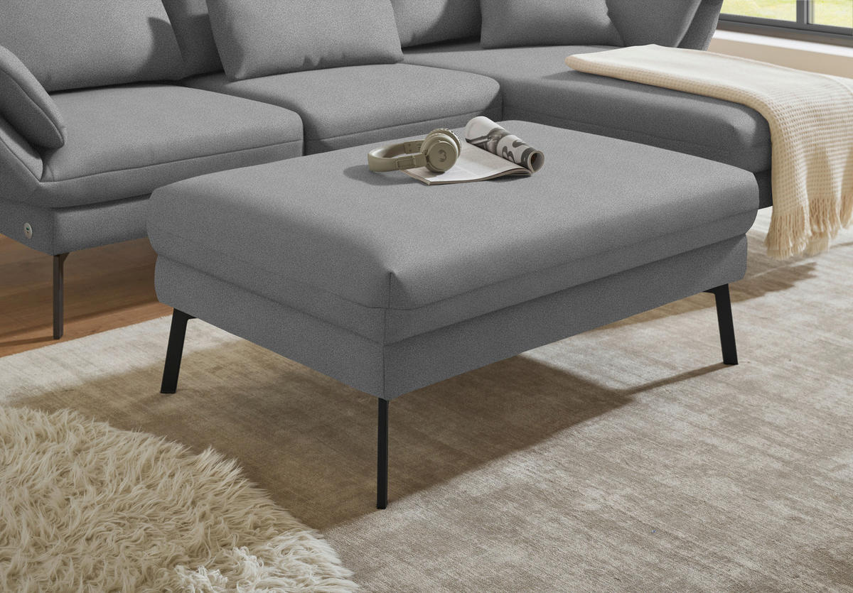 ECKSOFA  in Flachgewebe Hellgrau  255-365/175-224 cm  - Hellgrau/Schwarz, Design, Textil/Metall (255-365/175-224cm) - Dieter Knoll