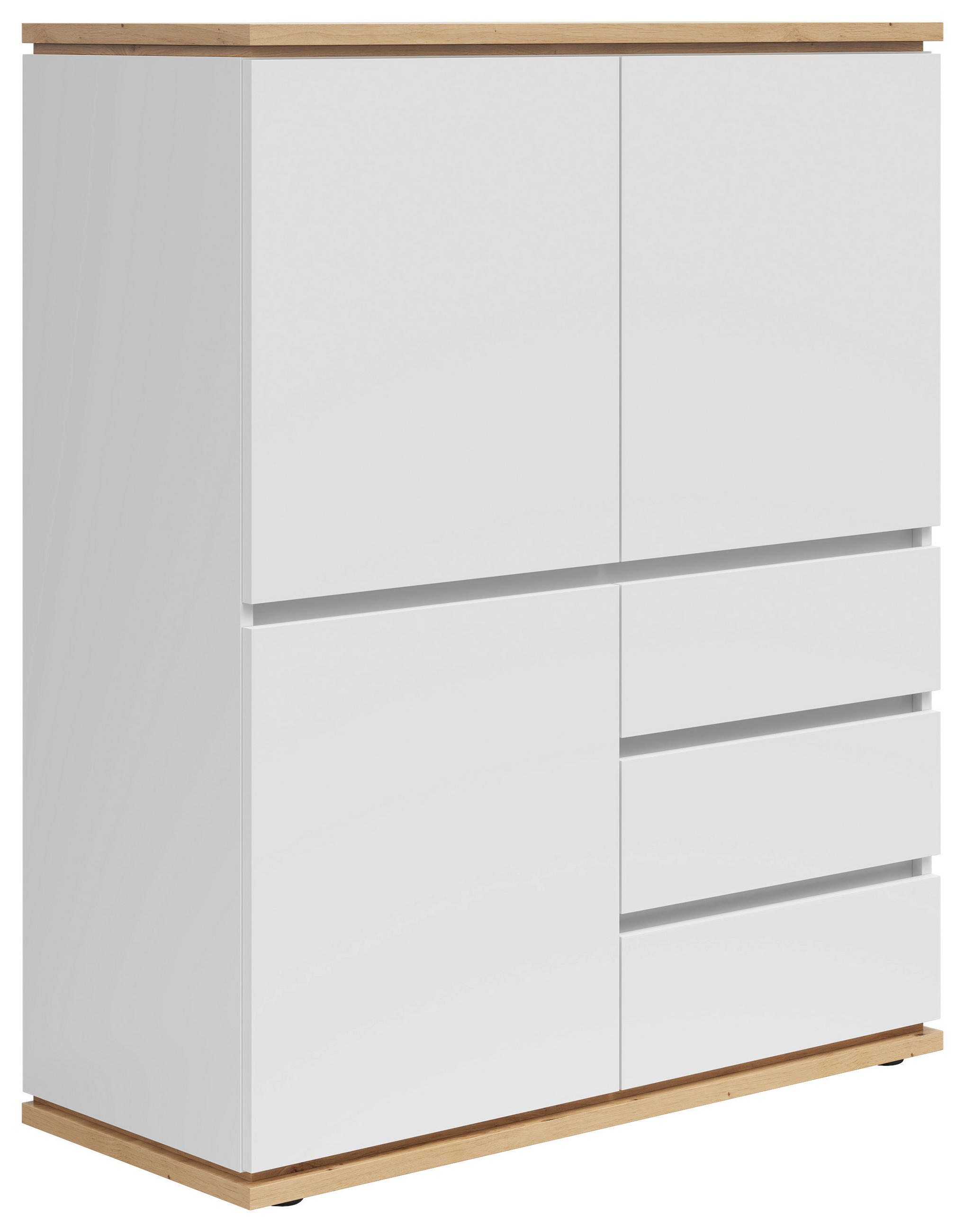 Xora VYSOKÁ KOMODA, biela, dub artisan, 100/121/42 cm