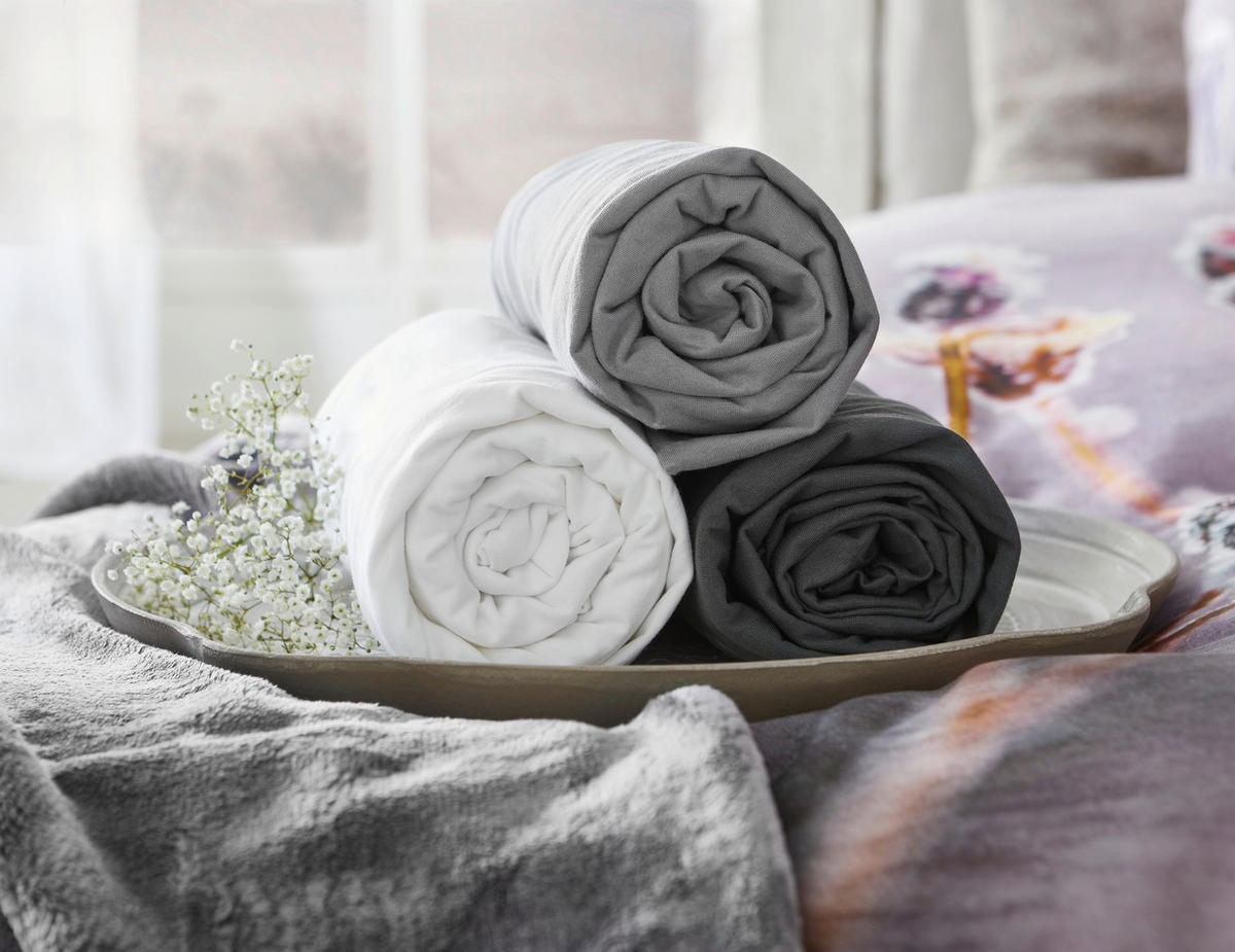 SPANNBETTTUCH FLORENZ Jersey  - Weiß, Basics, Textil (90-100/200-220cm) - Novel