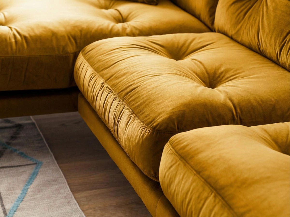 ECKSOFA Eckteil  TOKIO-REC.2S Senfgelb Samt  - Senfgelb, MODERN, Holz/Textil (275/157cm) - MID.YOU