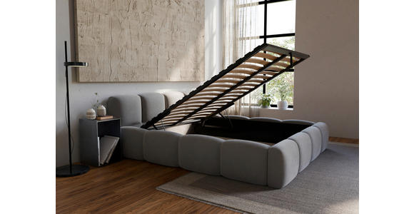 POLSTERBETT Lattenrost, Bettkasten Dunkelgrau 140/200 cm - Dunkelgrau/Schwarz, Design, Holz/Textil (140/200cm) - Carryhome