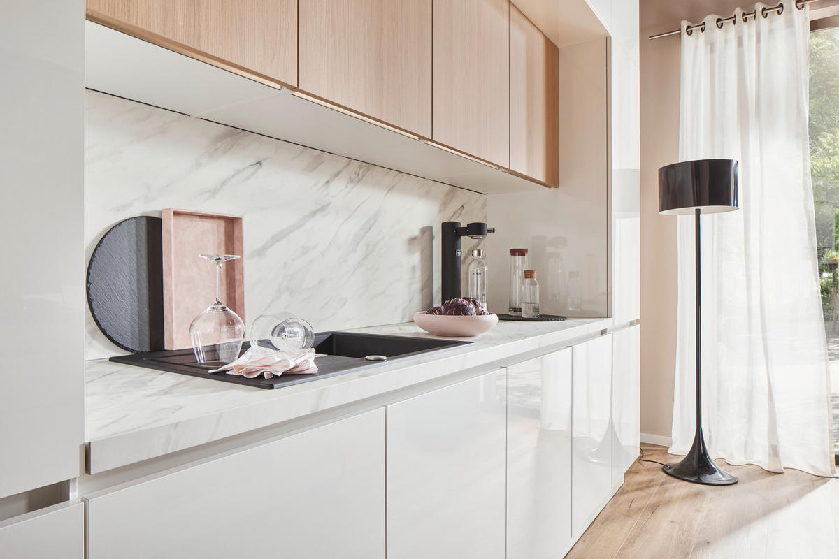 EINBAUKÜCHE Top Brillant  - Weiß, Design, Holzwerkstoff - Moderano