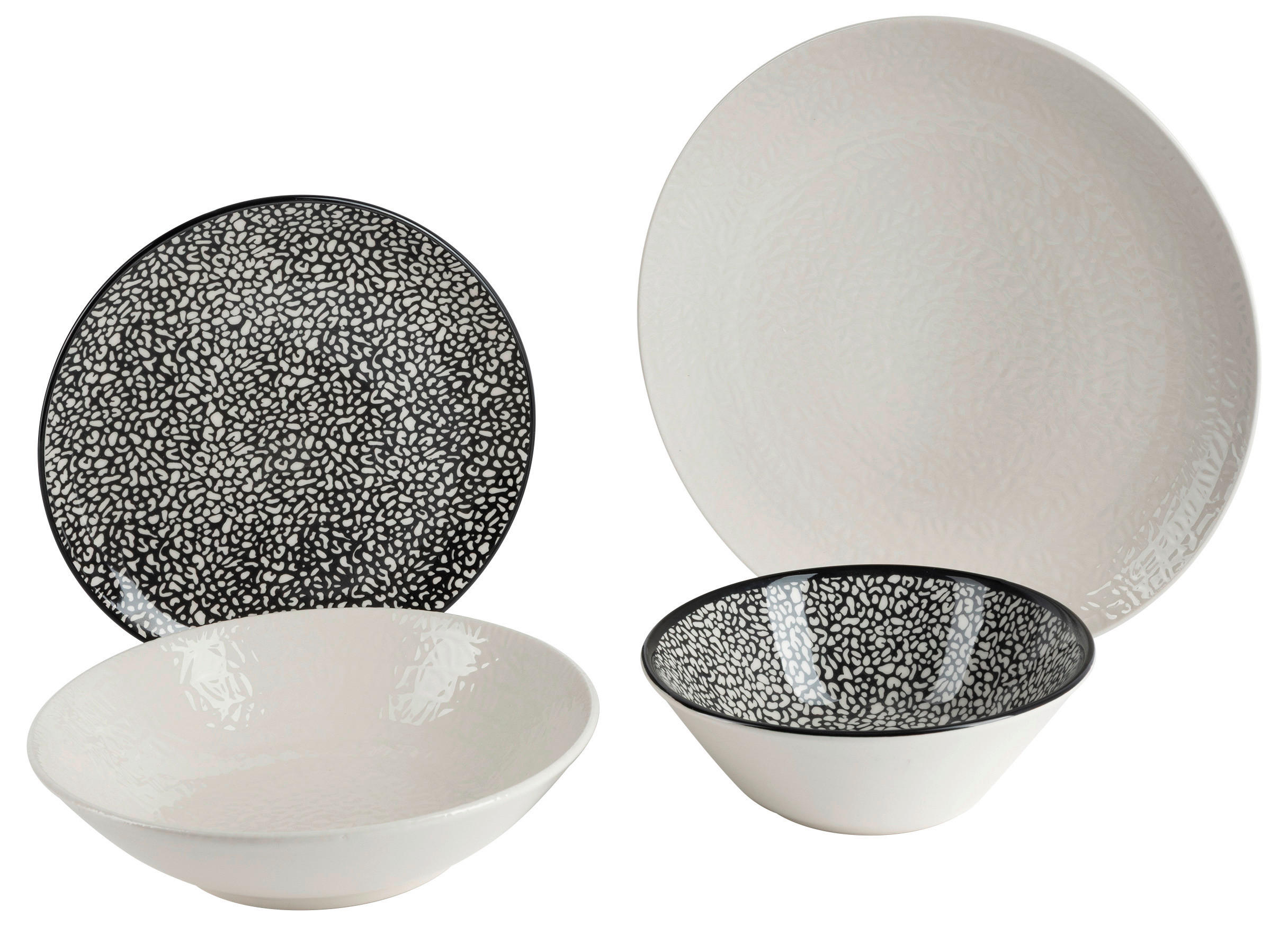 KOMBISERVICE 24-teilig  - Schwarz/Weiß, LIFESTYLE, Keramik - Novel