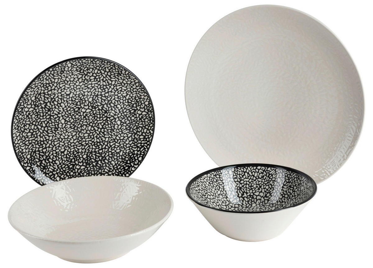 KOMBISERVICE 24-teilig  - Schwarz/Weiß, LIFESTYLE, Keramik - Novel