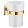 ZAHNPUTZBECHER  - Goldfarben/Weiß, Basics, Keramik/Metall (7,5/9,8/9,3cm) - Smedbo