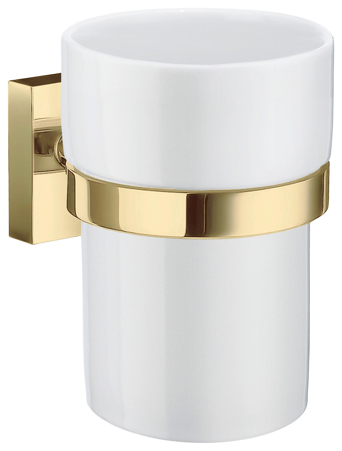 ZAHNPUTZBECHER  - Goldfarben/Weiß, Basics, Keramik/Metall (7,5/9,8/9,3cm) - Smedbo