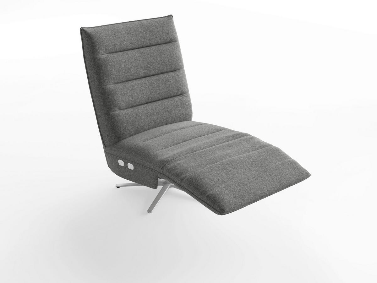 RELAXSESSEL EVE E Chenille Kopfteilverstellung, Rücken echt    - Anthrazit/Silberfarben, Basics, Textil/Metall (80/109/98cm) - Sit & More
