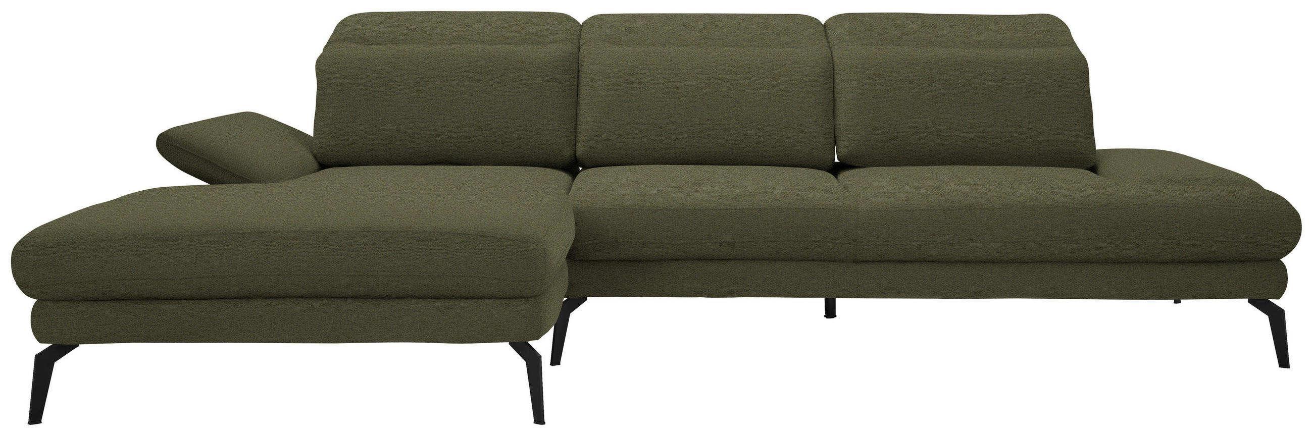 ECKSOFA Grün Chenille  - Schwarz/Grün, Design, Textil/Metall (180/289cm) - Stylife