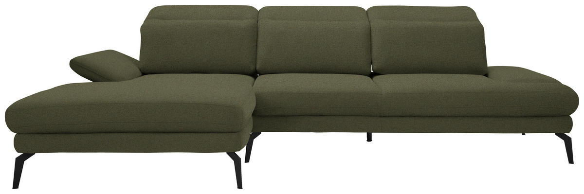 ECKSOFA Grün Chenille  - Schwarz/Grün, Design, Textil/Metall (180/289cm) - Stylife