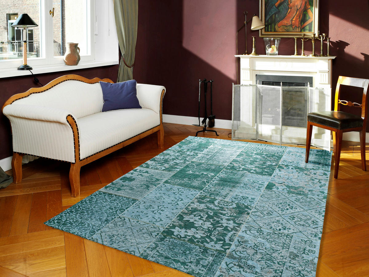 VINTAGE-TEPPICH 40/60 cm Alanis Allover Türkis rechteckig  - Türkis, Design, Textil (40/60cm) - Novel