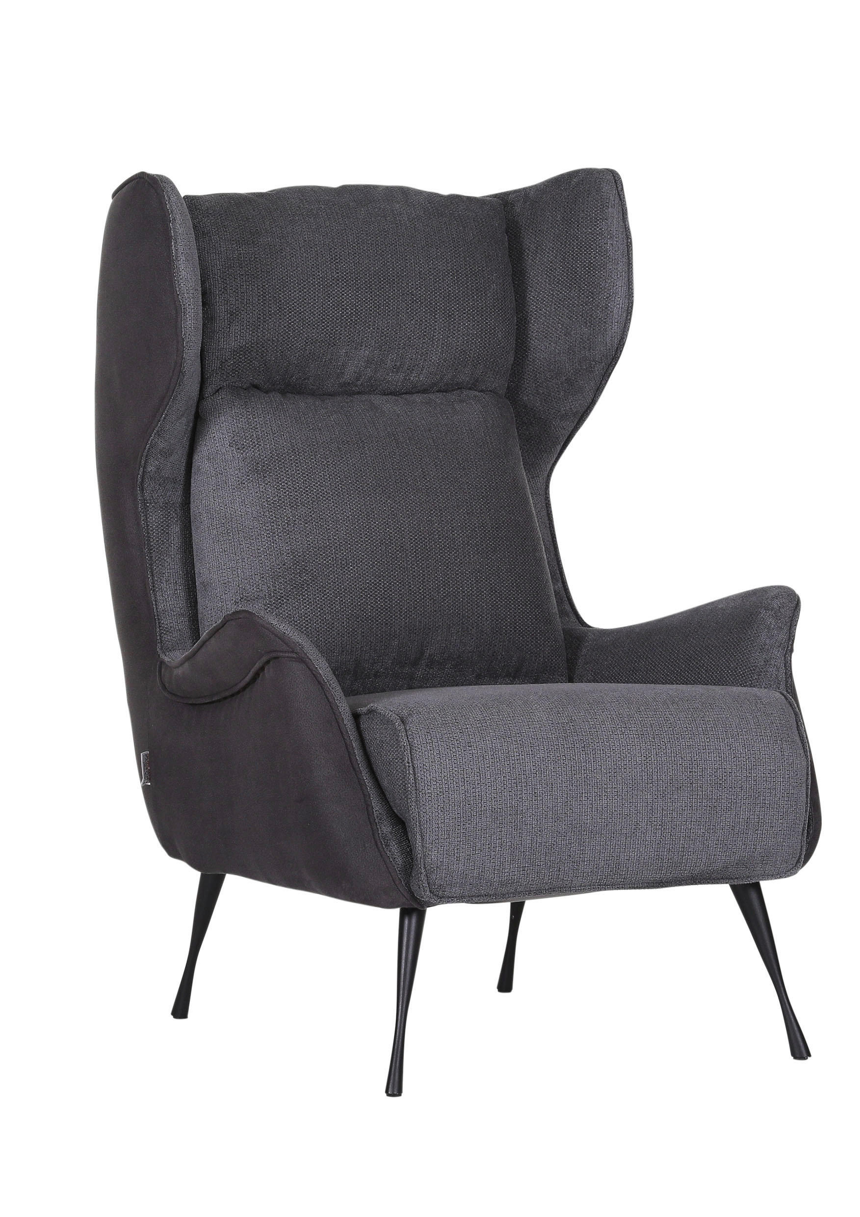 ÖRONLAPPSFÅTÖLJ i flatväv grå, mörkgrå  - mörkgrå/svart, Design, metall/textil (83/106/89cm)