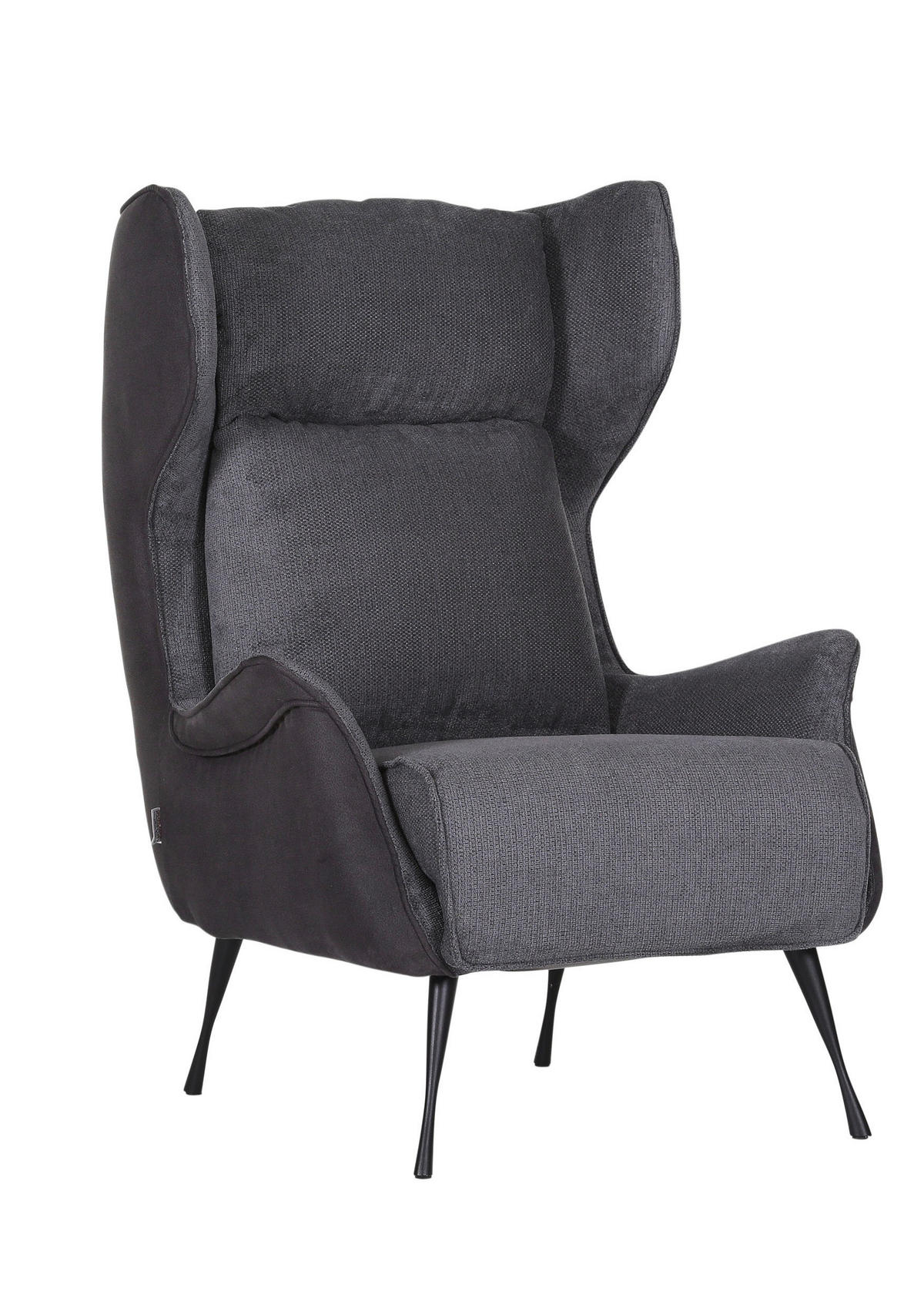 ÖRONLAPPSFÅTÖLJ i flatväv grå, mörkgrå  - mörkgrå/svart, Design, metall/textil (83/106/89cm)