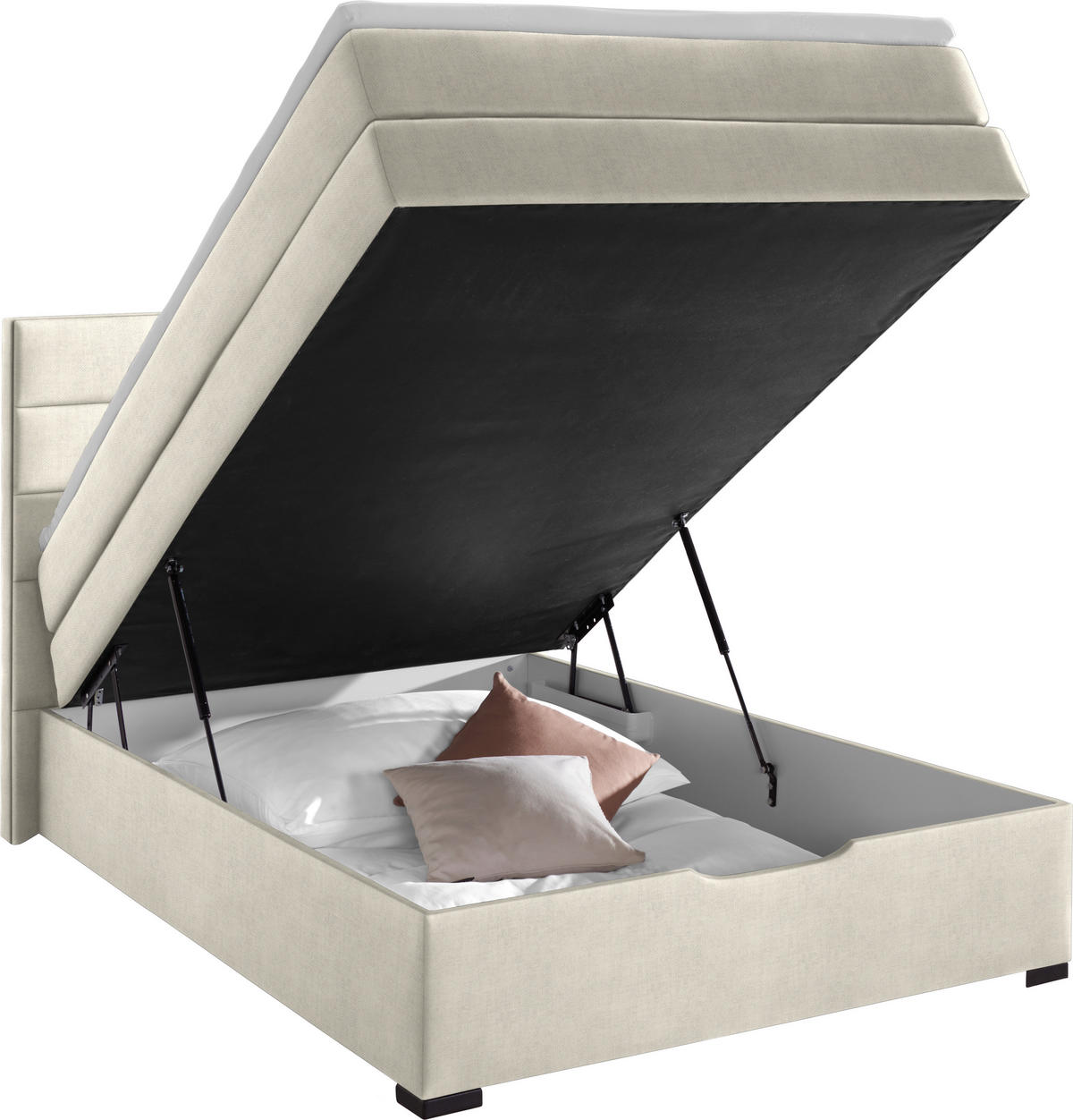 BOXSPRINGBETT 140/200 cm  in Creme  - Wengefarben/Creme, Konventionell, Textil (140/200cm) - Carryhome