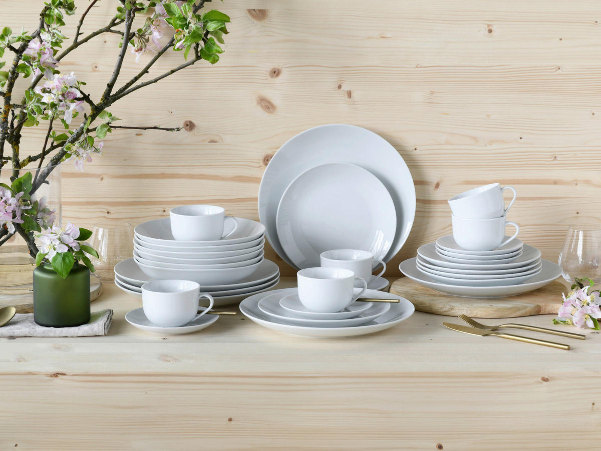 KOMBINOVANÝ SERVIS, 30-dielne, porcelán - biela, Basics, keramika - Creatable
