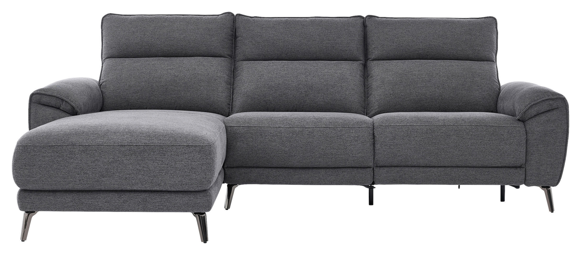 ECKSOFA Dunkelgrau Webstoff Rücken echt, Relaxfunktion  - Chromfarben/Dunkelgrau, Design, Textil/Metall (168/272cm) - Carryhome