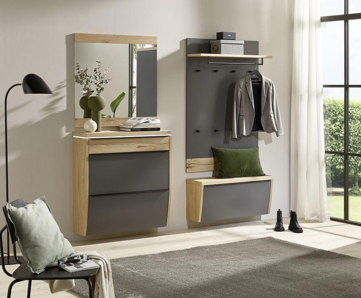 GARDEROBE 4-teilig  in 200/200/32 cm  - Eichefarben/Grau, Design, Holz/Holzwerkstoff (200/200/32cm) - Dieter Knoll