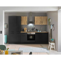 KÜCHENBLOCK 300 cm   in Schwarz, Eiche Artisan  - Schwarz/Eiche Artisan, Basics, Holzwerkstoff/Metall (300cm) - MID.YOU