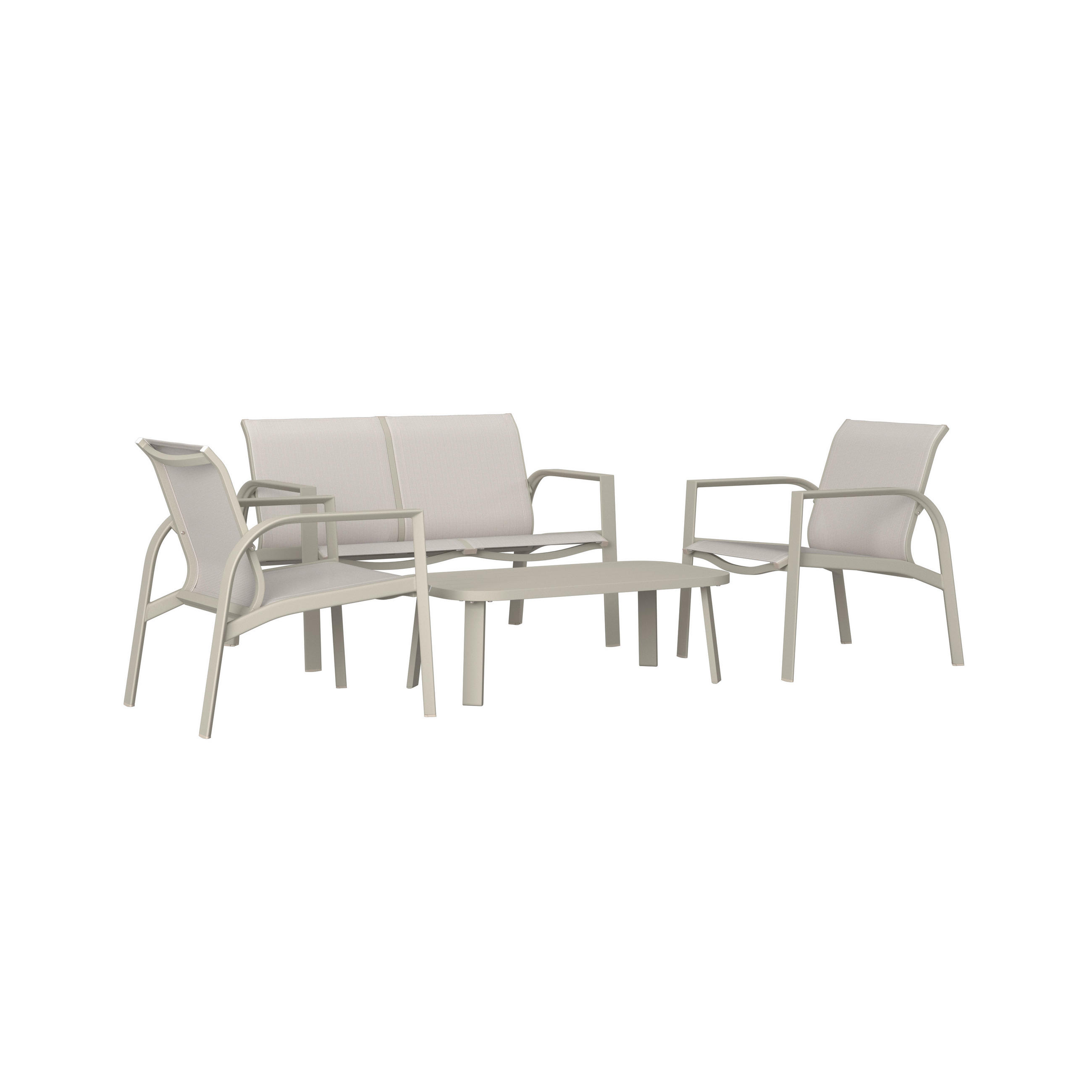 SET DE JARDIN 4-teilig - Weiss/Beige, Modern, Textil/Metall (67/122/53/82/82/35/72/72/103cm) - Ambia Garden