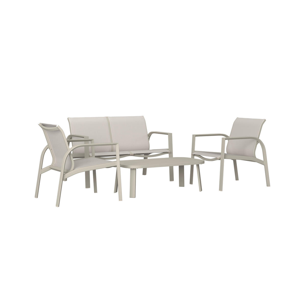 GARTENSET Webstoff Aluminium  - Beige/Weiß, MODERN, Textil/Metall (67/122/53/82/82/35/72/72/103cm) - Ambia Garden