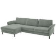ECKSOFA  in Chenille, Flachgewebe Hellgrau Rücken echt  175/316 cm  - Hellgrau/Schwarz, Design, Textil/Metall (175/316cm) - Dieter Knoll