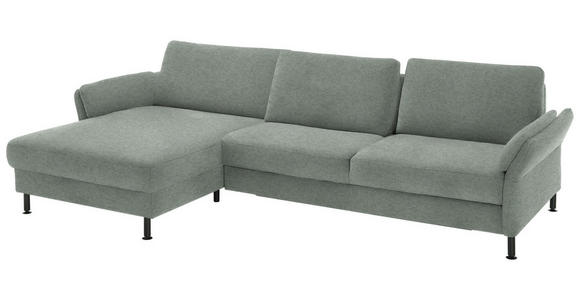 ECKSOFA  in Chenille, Flachgewebe Hellgrau Rücken echt  175/316 cm  - Hellgrau/Schwarz, Design, Textil/Metall (175/316cm) - Dieter Knoll