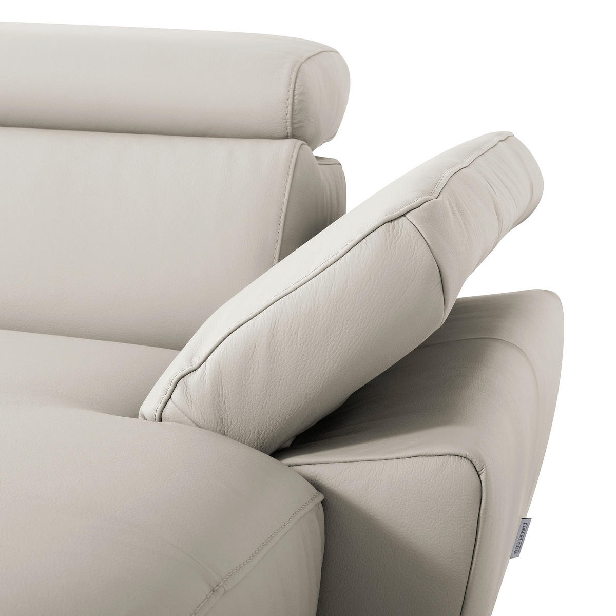 ECKSOFA Platinfarben Echtleder Lederlook Bettkasten, Schlaffunktion, Rücken echt, Armteilverstellung, Kopfteilverstellung  - Platinfarben/Schwarz, Design, Leder/Textil (252/179cm) - Livetastic
