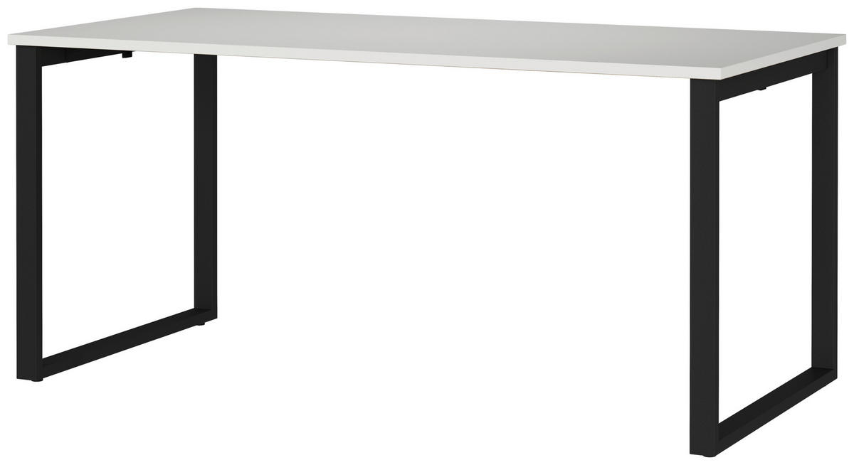 SCHREIBTISCH 160/80/75 cm Schwarz, Hellgrau in verschiedenen Holz-Dekoren erhältlich, justierbare Füße  - Hellgrau/Schwarz, MODERN, Holzwerkstoff/Metall (160/80/75cm) - Novel