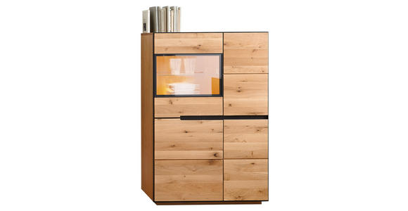 HIGHBOARD 89/136/38 cm  - Eichefarben/Anthrazit, Natur, Glas/Holz (89/136/38cm) - Linea Natura