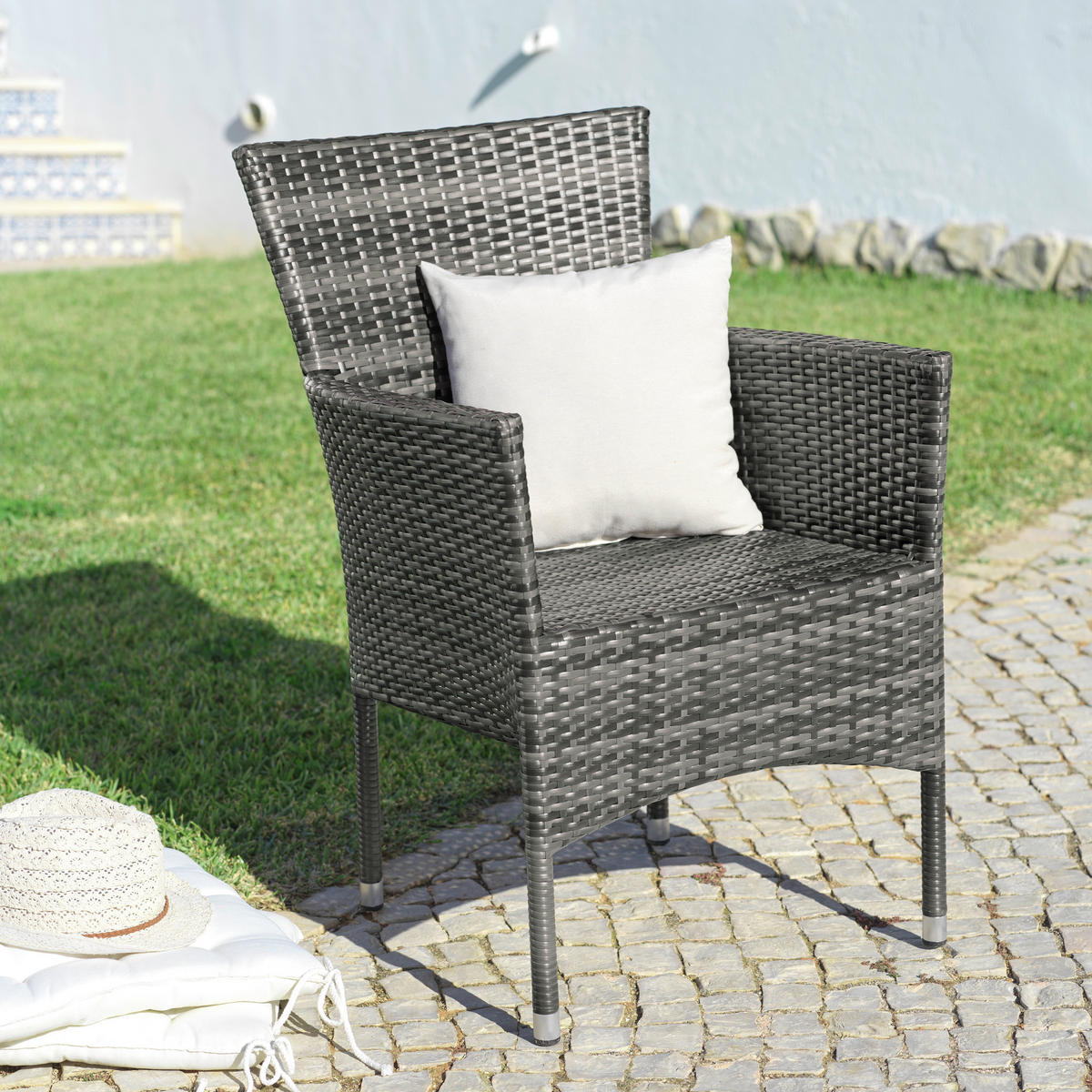 SCAUN DE GRĂDINĂ in metal, plastic gri  - maro/gri, Modern, plastic/metal (62/87/58cm) - Ambia Garden