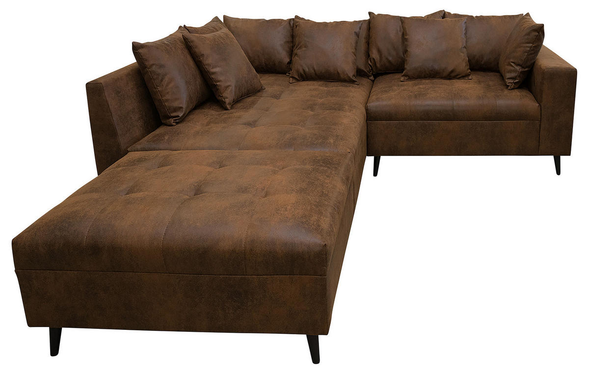 KUTNA GARNITURA tekstil  smeđa   - crna/smeđa, Design, tekstil/drvo (174/247cm) - MID.YOU