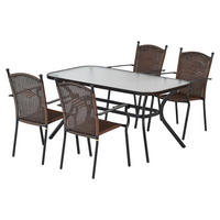 GARTENSET 5-teilig Aluminium 5-teilig  - Graphitfarben/Braun, MODERN, Kunststoff/Metall - Gardenson