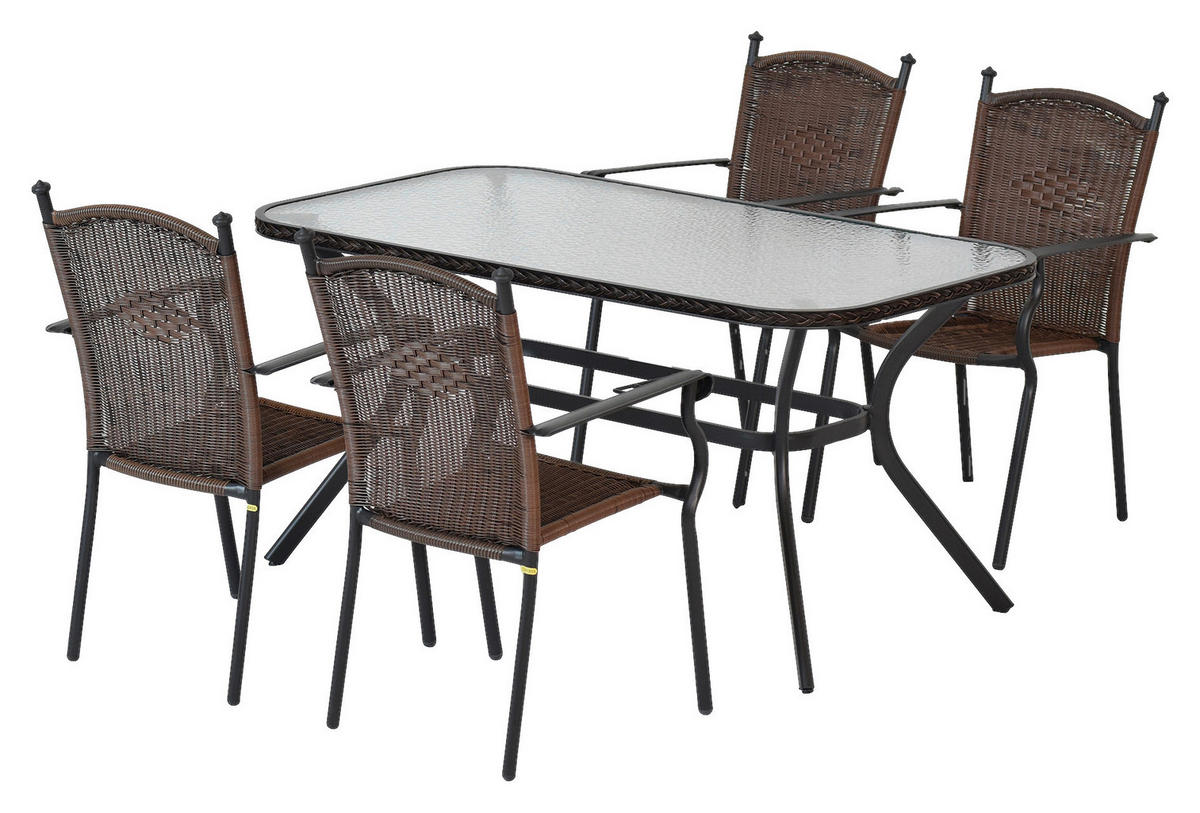 GARTENSET 5-teilig Aluminium 5-teilig  - Graphitfarben/Braun, MODERN, Kunststoff/Metall - Gardenson