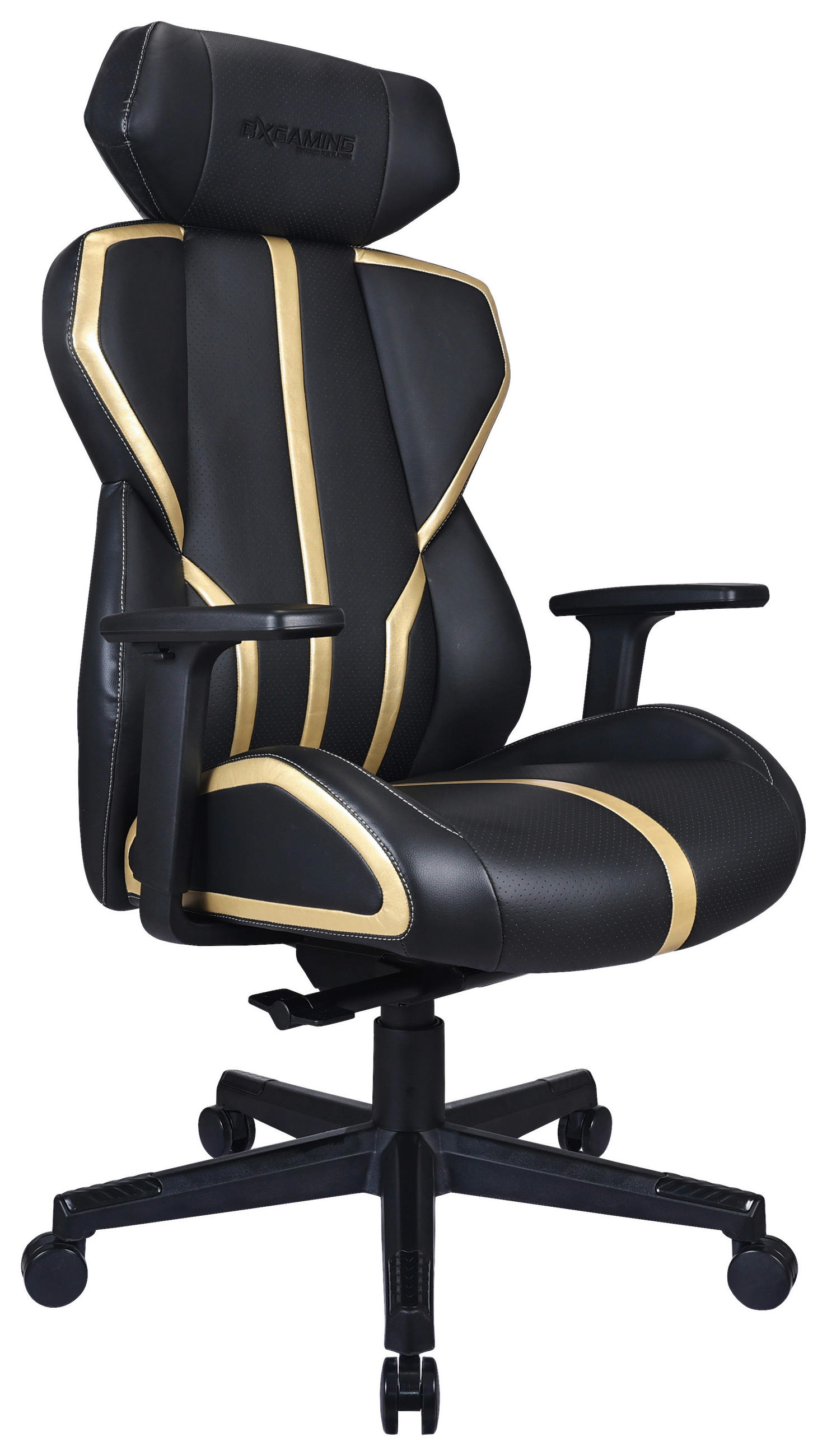 GAMER SZÉK  bőrhatású textil sárga, fekete  - sárga/fekete, Design, műanyag/textil (69/117-125/60cm)