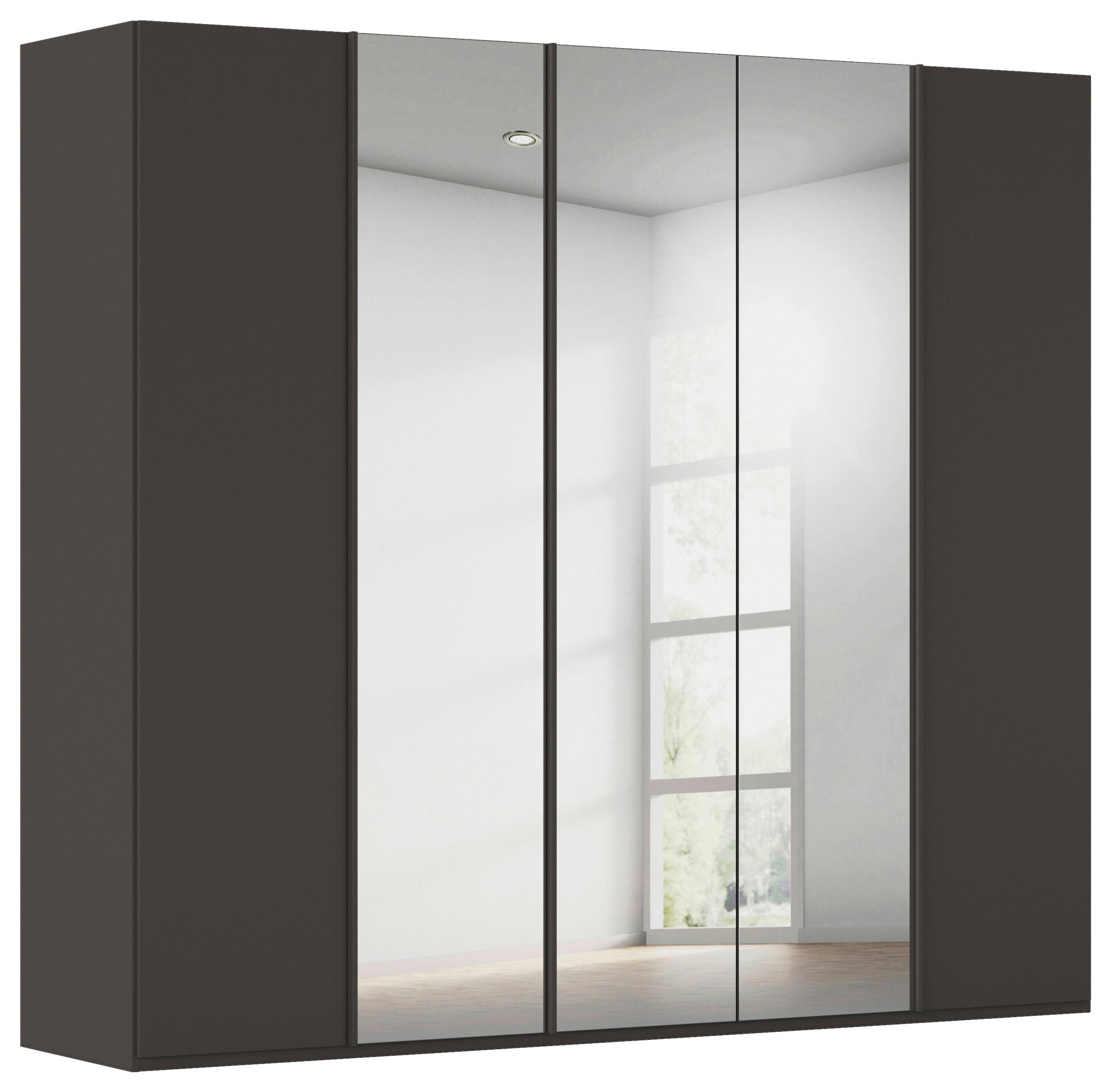 DREHTÜRENSCHRANK 251/223/61 cm,  in Graphitfarben, 5-türig  - Graphitfarben, Basics, Glas/Holzwerkstoff (251/223/61cm) - Novel