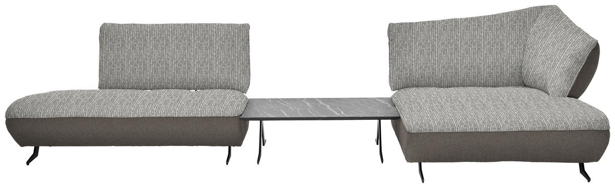 ECKSOFA in Webstoff, Struktur Blau, Sandfarben  - Sandfarben/Blau, Design, Textil/Metall (265/172cm) - Joop!