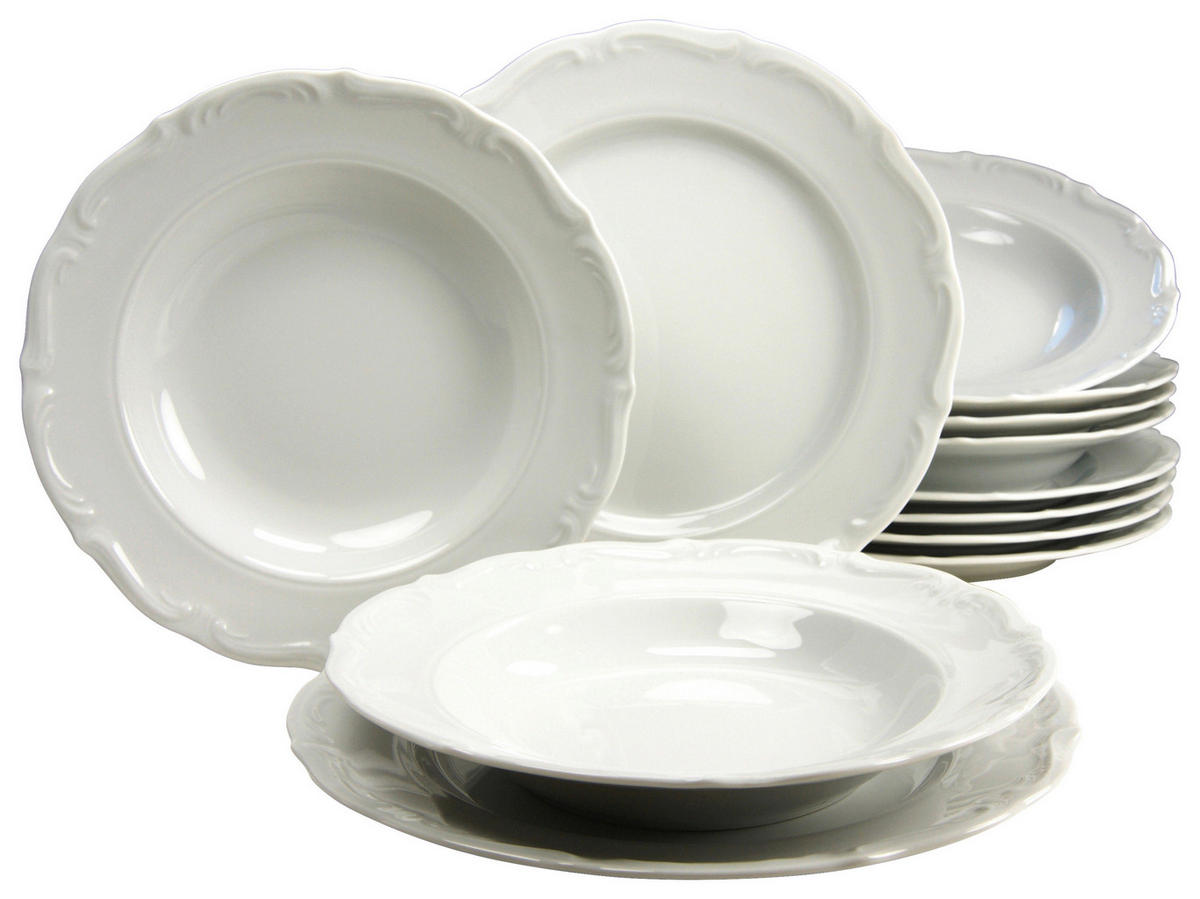 JEDÁLENSKÝ SERVIS, porcelán - biela, keramika - Creatable