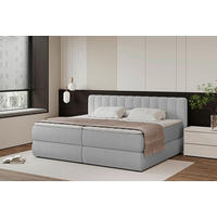 BOXSPRINGBETT 240/200 cm  in Hellgrau  - Hellgrau/Schwarz, Design, Kunststoff/Textil (240/200cm) - Chameo