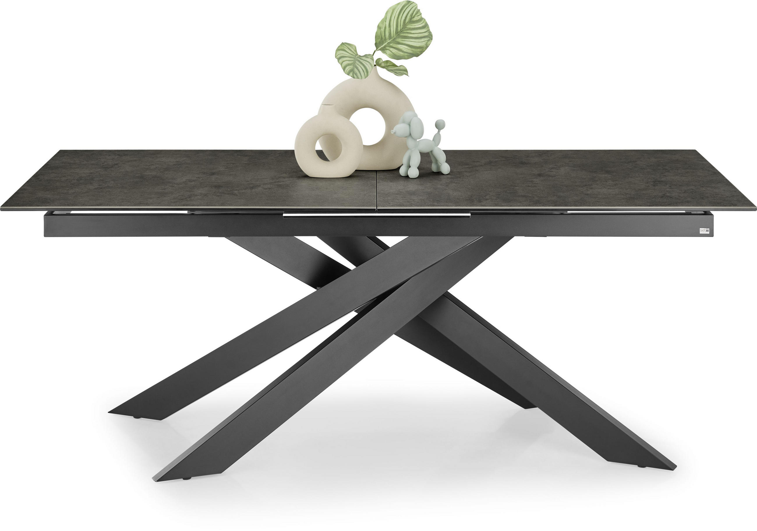 ESSTISCH in Metall, Glas, Keramik 200-250/100/75 cm  - Schwarz, Design, Glas/Keramik (200-250/100/75cm) - SetOne by Musterring