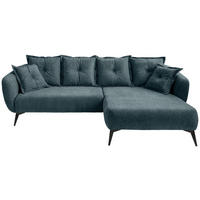 ECKSOFA in Mikrofaser Blau  - Blau/Schwarz, Modern, Textil/Metall (277/162cm) - Livetastic