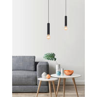 HÄNGELEUCHTE 12/160 cm  - Schwarz/Nickelfarben, Basics, Holz/Metall (12/160cm) - Globo