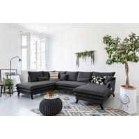 CANAPEA MODULARĂ textil grafit  - grafit/negru, Design, lemn/textil (200/302/150cm) - P & B