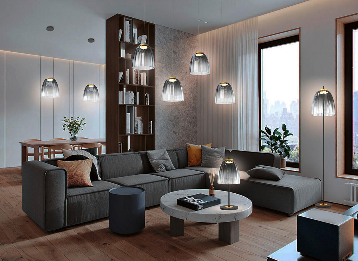 LED-HÄNGELEUCHTE Valence 30/150 cm   - Goldfarben/Schwarz, Design, Glas/Metall (30/150cm) - Wofi