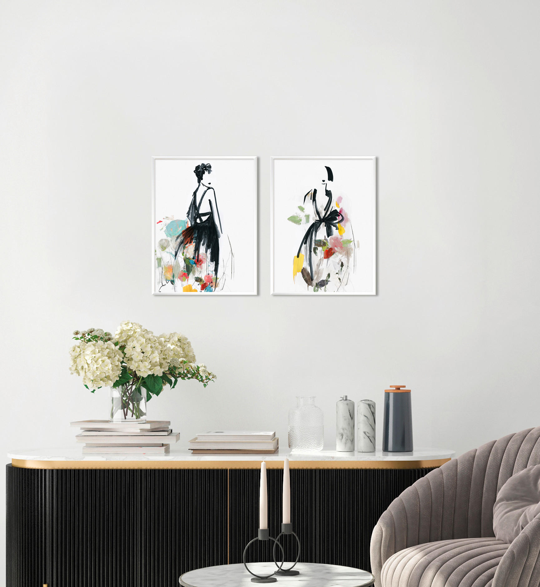 KUNSTDRUCK 30/40 cm  - Weiss/Multicolor, Basics, Papier (30/40cm) - Monee